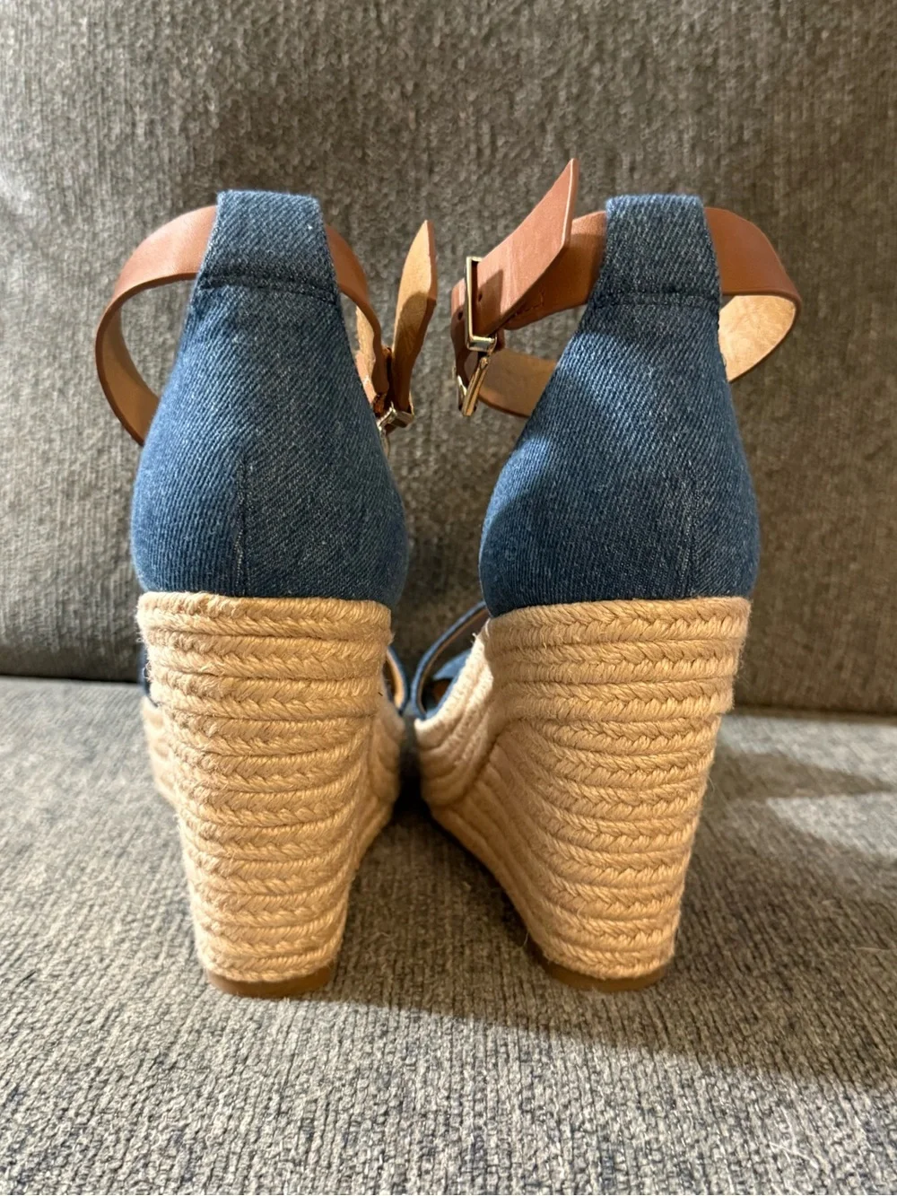 NWOT-Copper Key Denim Blue Espadrille Wedge Sandals